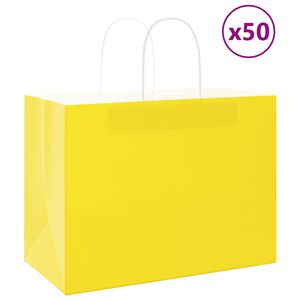 vidaXL Popieriniai mai&scaron;eliai 50vnt. su rankenomis, geltonos 32x17x25cm
