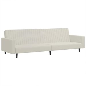 vidaXL Dvivietė sofa-lova, kreminės spalvos, aksomas
