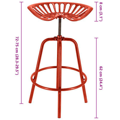 Esschert Design Baro kėdė, raudona, traktoriaus sėdynės dizaino