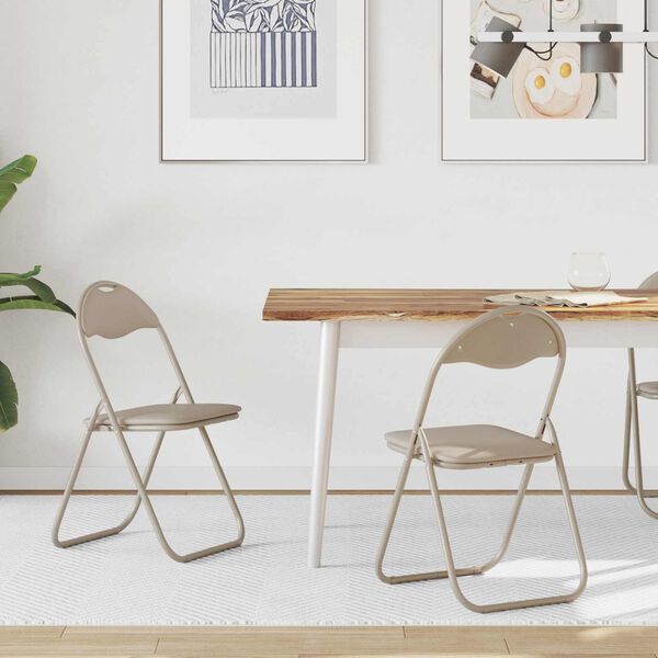 vidaXL Sulankstoma kėdė 2 pcs Smėlio 48 x 43,5 x 81 cm Dirbtinė oda