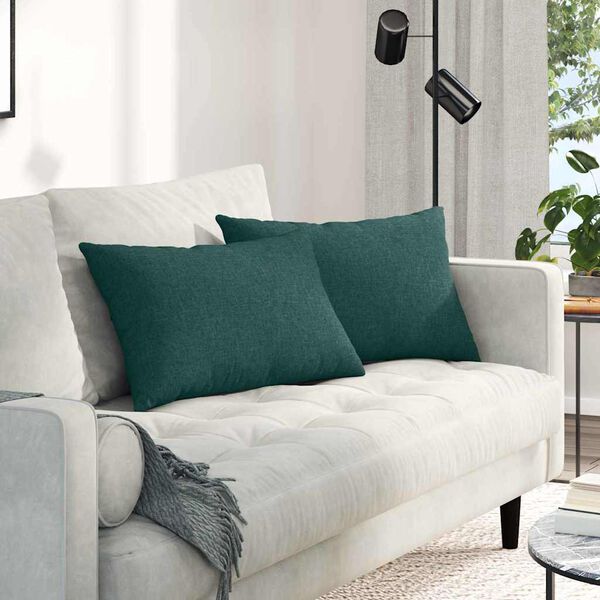 vidaXL Sofa Pagalvės 2 pcs Tamsiai žalia 60 x 40 cm audinys