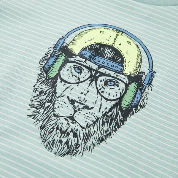 Vaikiški marškinėliai, šviesiai mėtinės spalvos, dryžuoti, 104 dydžio