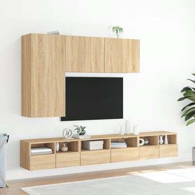 vidaXL Sieninės TV spintelės, 5 dalių, ąžuolo, apdirbta mediena