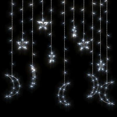 vidaXL Girlianda žvaigždės ir mėnuliai, 138 šaltos baltos LED lemputės