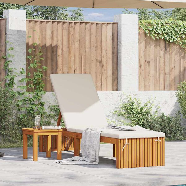 vidaXL Saulės gultas Ruda 200 x 55 x 94cm Akacijos medienos masyvas