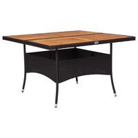 vidaXL Lauko valgomojo stalas, juodas, poliratanas ir akacijos masyvas