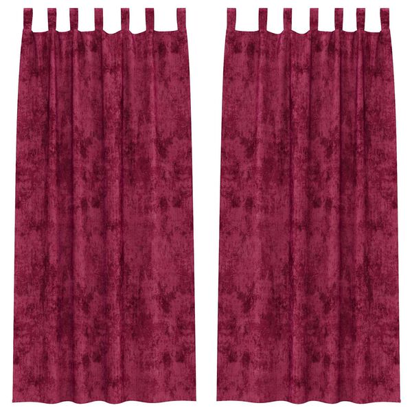 vidaXL Aksominio tipo užuolaidos 2 pcs Vyno raudonumo 225 x 140 cm