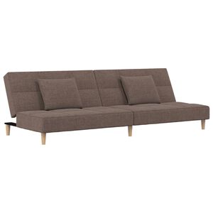 vidaXL Dvivietė sofa-lova su dvejomis pagalvėmis, taupe, audinys