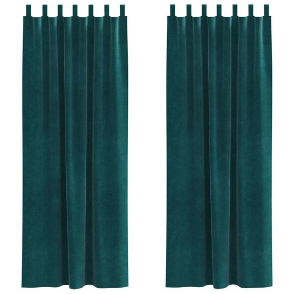 vidaXL Užtemdymo užuolaidos 2 pcs Tamsiai žalia 140 x 260 cm Aksomas