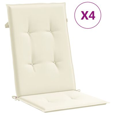vidaXL Sodo kėdės pagalvėlės, 4vnt., kreminės, 120x50x3cm, audinys