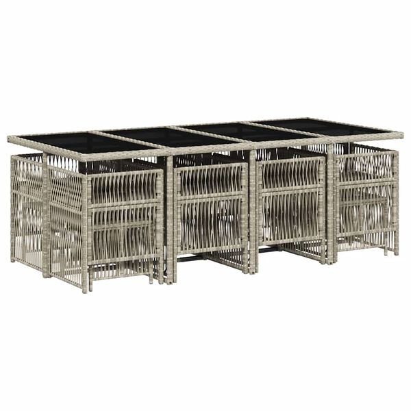 vidaXL Sodo komplektas su pagalvėlėmis, 13 dalių, pilkas, poliratanas