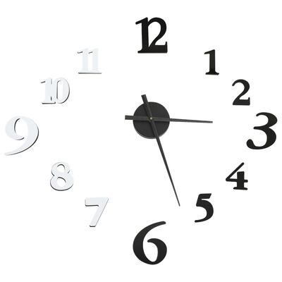 vidaXL Sieninis laikrodis, juodas/baltas, 100cm, modernus, 3D, XXL