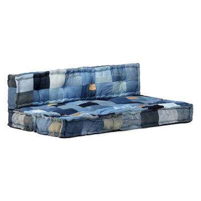 vidaXL Pagalvių sofai iš palečių rinkinys, 2 dalių, mėlynos spalvos