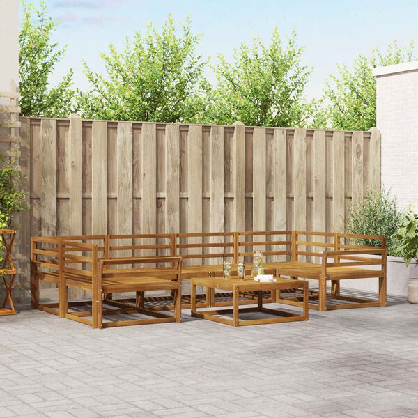 vidaXL Lauko sofos komplektas 7 pcs Natūrali Kietos akacijos mediena