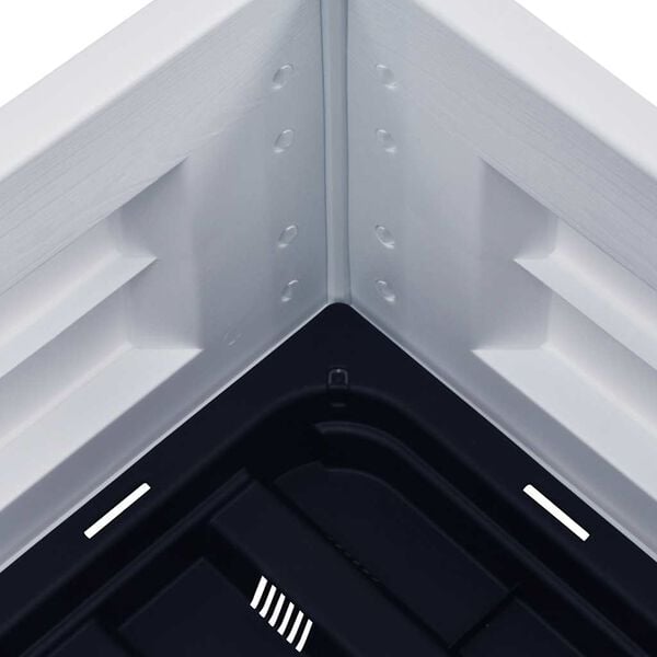 vidaXL Auk&scaron;tas sodo lovelis, baltos spalvos, 43x43x35cm, PP