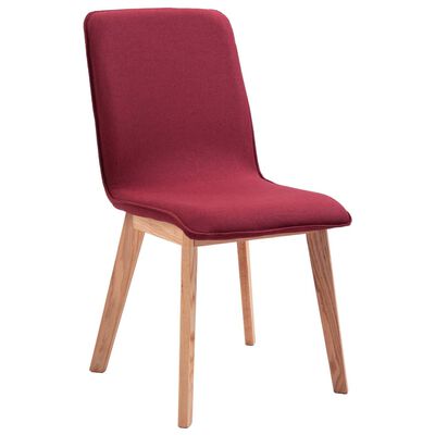 vidaXL Valgomojo kėdės, 6 vnt., raudonas audinys ir ąžuolo med. mas.