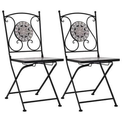 vidaXL Mozaikinės bistro kėdės, 2 vnt., pilkos spalvos