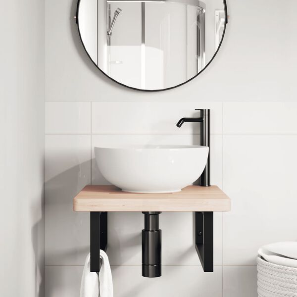 vidaXL Lentyna praustuvui, plienas ir ąžuolo medienos masyvas