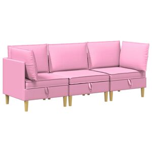 vidaXL Modulinė sofa su laikymo vieta 3 vnt. Rožinė Audinys