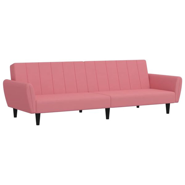 vidaXL Dvivietė sofa-lova, rožinės spalvos, aksomas