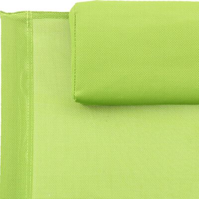 vidaXL Saulės gultas su pagalve, žalios spalvos, plienas/tekstilenas