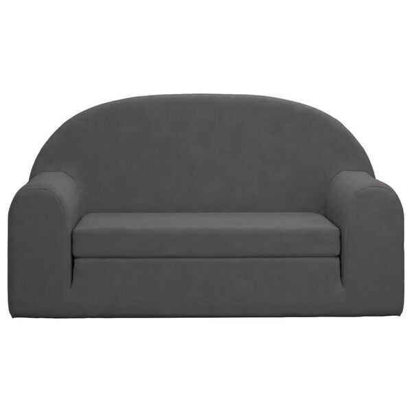 vidaXL Dvivietė vaiki&scaron;ka sofa-lova, antracito, mink&scaron;tas pliu&scaron;as
