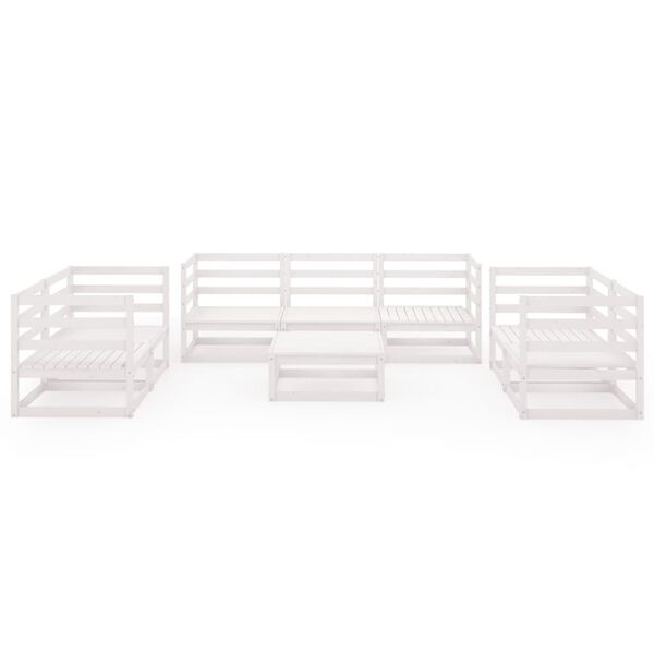 vidaXL Sodo poilsio baldų komplektas, 8 dalių, baltas, pušies masyvas