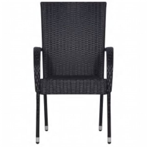 vidaXL Sodo valgomojo baldų komplektas, 7 dalių, juodos spalvos