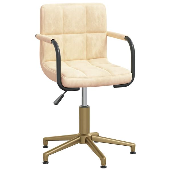 vidaXL Pasukamos valgomojo kėdės, 4vnt., kreminės spalvos, aksomas