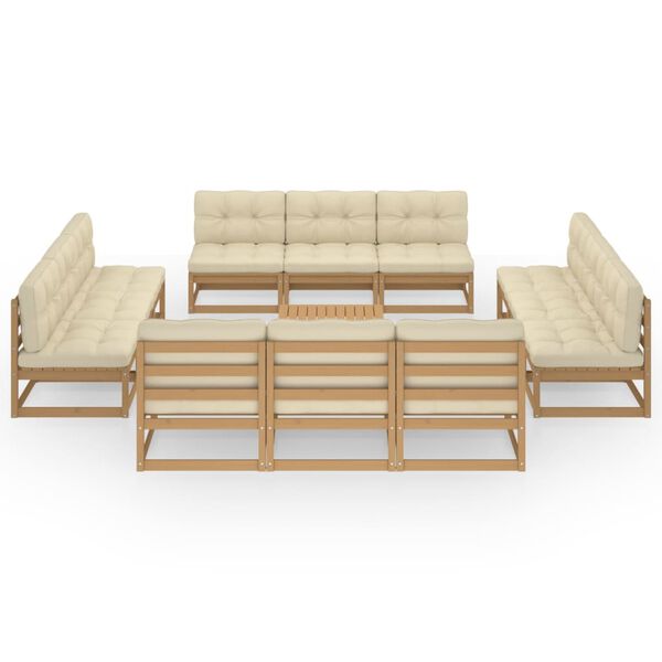 vidaXL Sodo komplektas su pagalvėlėmis, 13 dalių, pu&scaron;ies masyvas