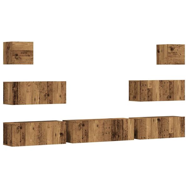 vidaXL Sieninis televizoriaus spintelės komplektas, 7 dalių