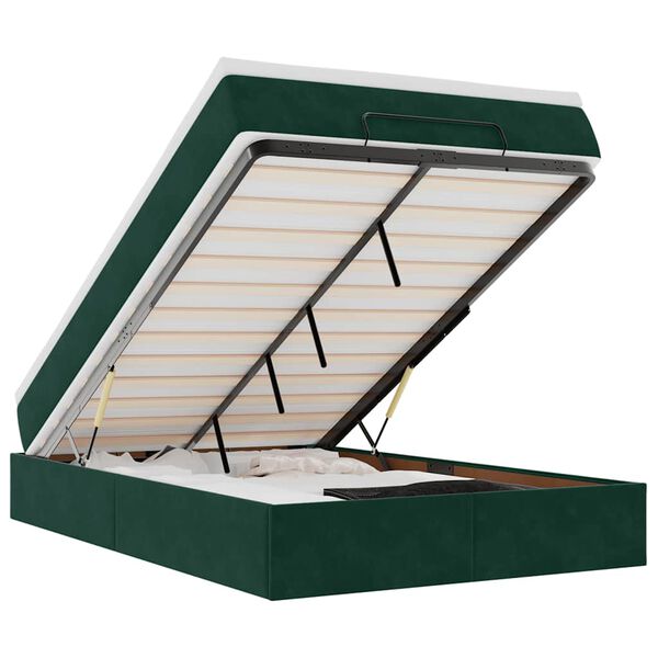 vidaXL Osmanų lovos rėmas su čiužiniu, žalias, 120x200cm, aksomas