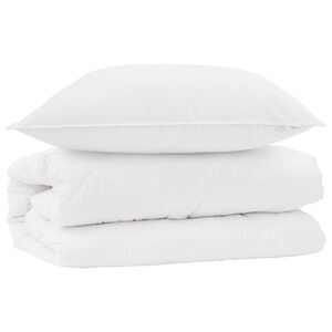 vidaXL Antklodžių rinkinys su pagalve 2 pcs Balta Mikropluo&scaron;tas