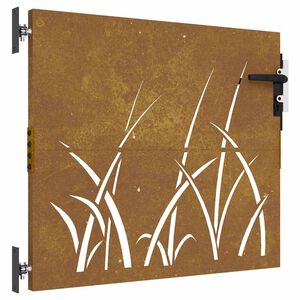 vidaXL Sodo vartai, 85x100cm, corten plienas, žolės dizaino