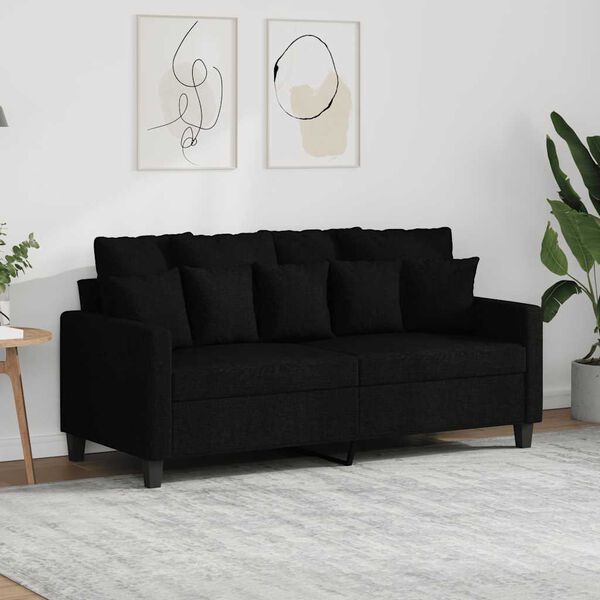 vidaXL Dvivietė sofa, juodos spalvos, 140cm, audinys