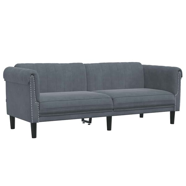vidaXL Trivietė sofa, tamsiai pilkos spalvos, aksomas