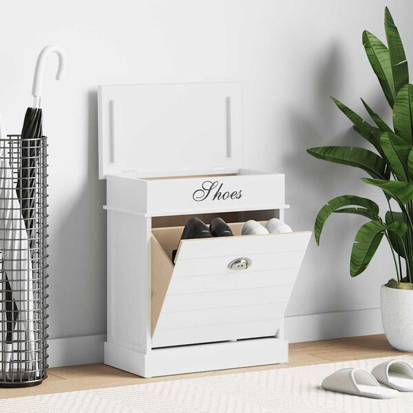 vidaXL Spintelė batams, baltos sp., 50x28x58cm, paulovnijos mediena