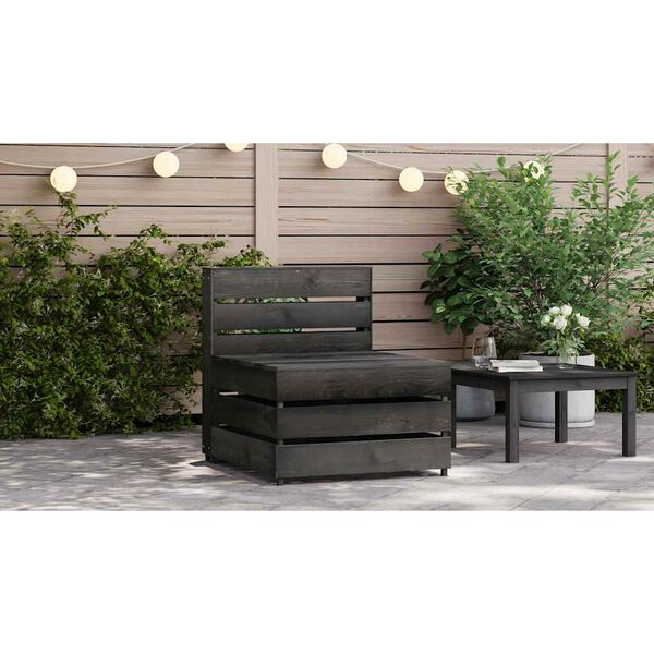 vidaXL Vidurinė sodo sofos dalis iš palečių, pilkai impregnuota pušis