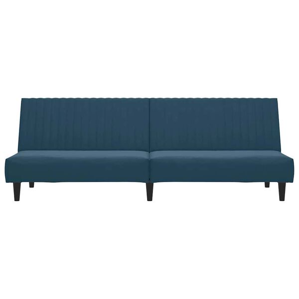 vidaXL Dvivietė sofa-lova, mėlynos spalvos, aksomas