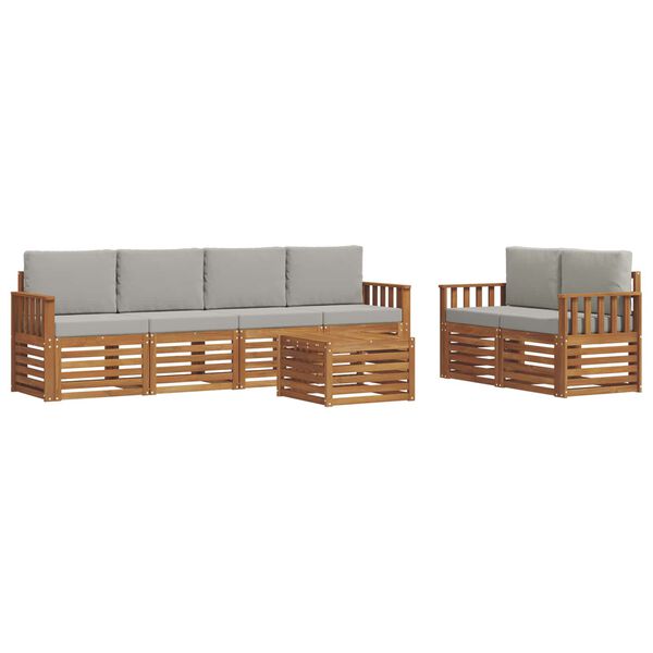 vidaXL Sofų komplektai su pagalve 7 pcs Natūrali ir &scaron;viesiai pilka