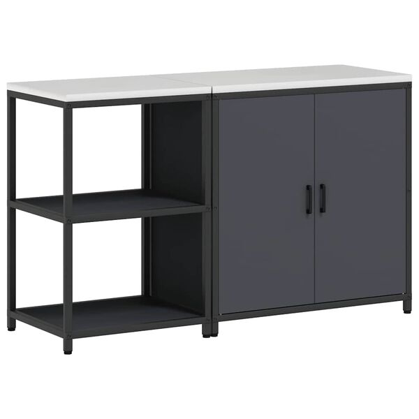 vidaXL Virtuvės saugojimo rinkinys su lentyna 2 pcs Antracitas