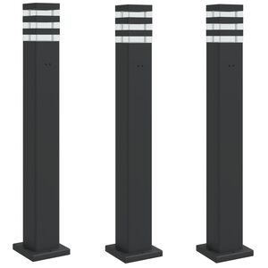 vidaXL Lauko &scaron;viestuvas su i&scaron;vedimu, 3vnt., juodas, 80cm, aliuminis