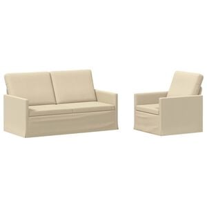 vidaXL Sofos komplektas 2 pcs Kreminė Audinys