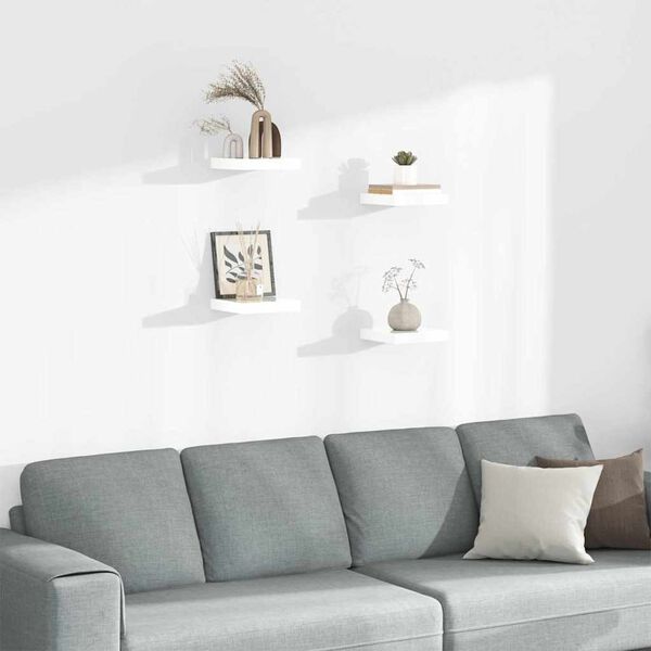 vidaXL Pakabinamos lentynos, 4vnt., baltos, 23x23,5x3,8cm, MDF