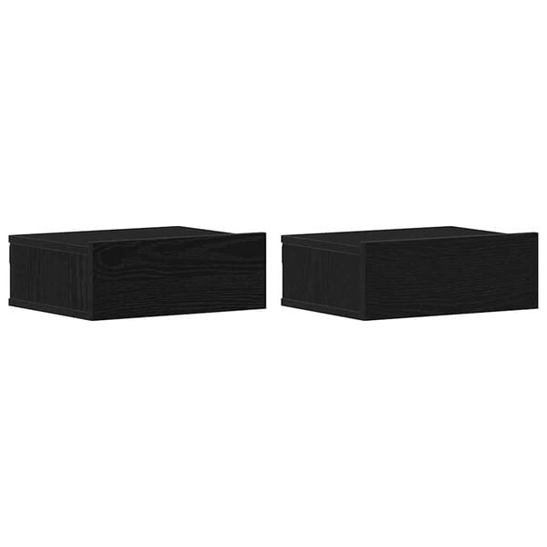 vidaXL Pakabinami naktiniai staliukai, 2 vnt., juodo ąžuolo spalvos, 40x32x15 cm, inžinerinė mediena