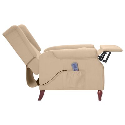 vidaXL Atlošiamas masažinis krėslas, taupe spalvos, mikropluoštas