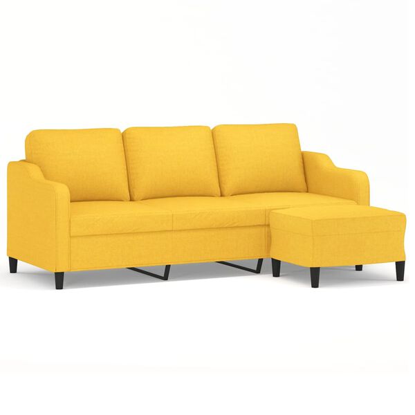 vidaXL Trivietė sofa su pakoja, &scaron;viesiai geltona, 180cm, audinys