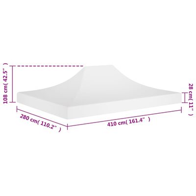 vidaXL Proginės palapinės stogas, baltos spalvos, 4x3m, 270 g/m²