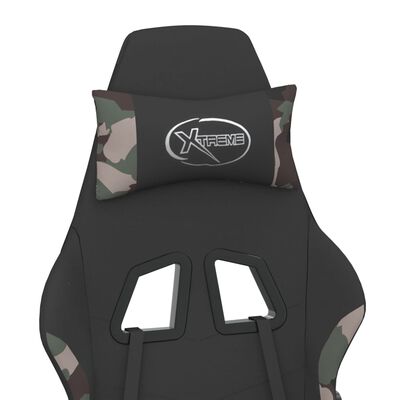 vidaXL Masažinė žaidimų kėdė su pakoja, juoda ir kamufliažinė, audinys