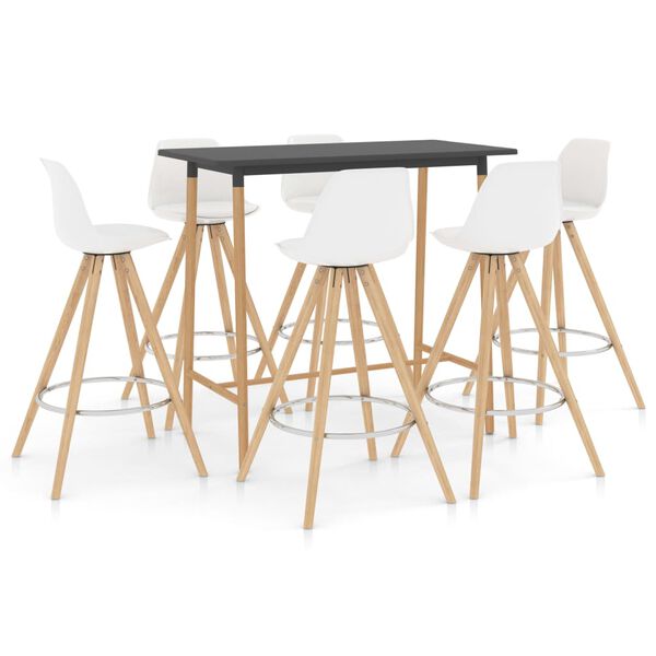 vidaXL Baro baldų komplektas, 7 dalių, baltas (287252+3x287265)